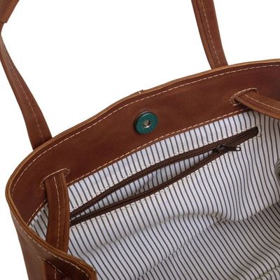 Alternate image for Handmade Leather Shoulder Bag in Sepia from Peru Stylish Sepia