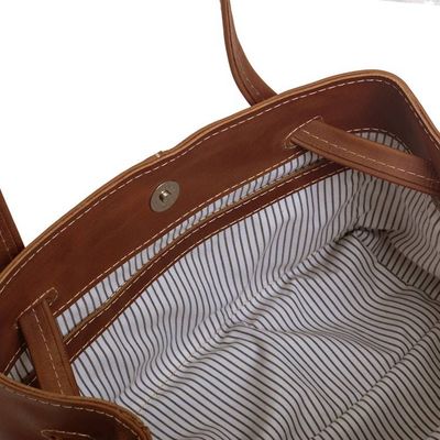 Alternate image for Handmade Leather Shoulder Bag in Sepia from Peru Stylish Sepia