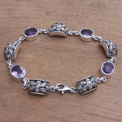 Alternate image for Gold Accented Amethyst Link Bracelet from Bali Padi Glisten