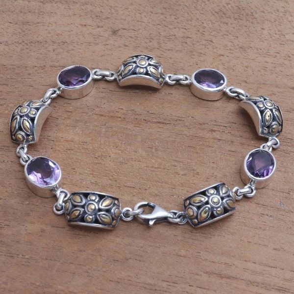 Alternate image for Gold Accented Amethyst Link Bracelet from Bali Padi Glisten