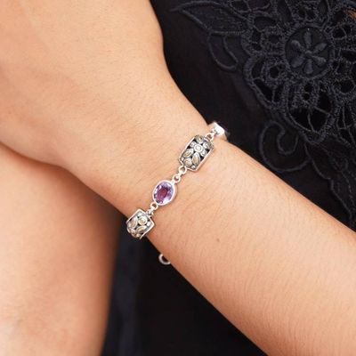 Alternate image for Gold Accented Amethyst Link Bracelet from Bali Padi Glisten