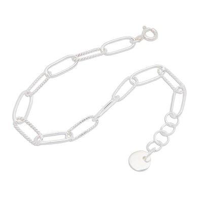 Alternate image for Modern Minimalist Sterling Silver Link Bracelet from Bali Radiant Interconnection