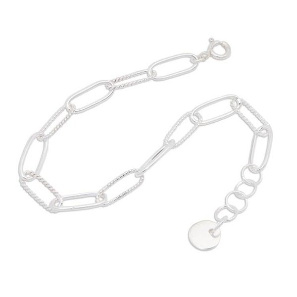 Alternate image for Modern Minimalist Sterling Silver Link Bracelet from Bali Radiant Interconnection