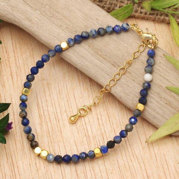 Alternate image for 18k Gold-Accented Lapis Lazuli Beaded Bracelet from Bali Gold in the Night Sky