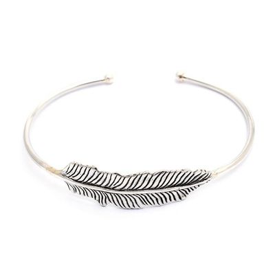 Alternate image for 925 Sterling Silver Feather Cuff Bracelet from Bali Alluring Feather