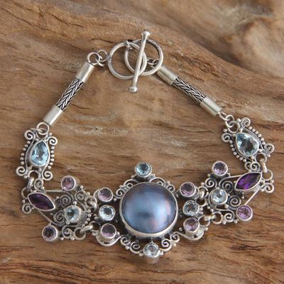 Primary image for Handcrafted Sterling Silver and Pearl Bracelet Goddess Petals