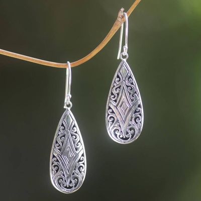 Primary image for Brilliant Sterling Silver Earrings WIth Balinese Motifs Tamiang Drop
