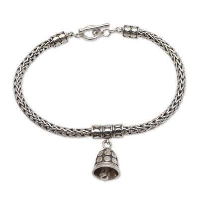 Alternate image for Handmade Sterling Silver Charm Bracelet from Bail Tiny Bell in Silver