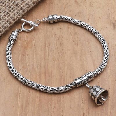 Alternate image for Handmade Sterling Silver Charm Bracelet from Bail Tiny Bell in Silver