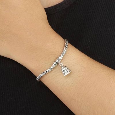 Alternate image for Handmade Sterling Silver Charm Bracelet from Bail Tiny Bell in Silver