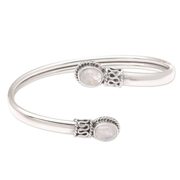 Alternate image for Rainbow Moonstone and Sterling Silver Cuff Bracelet Moon Style