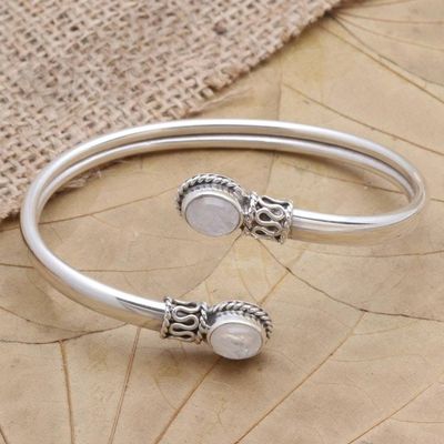 Alternate image for Rainbow Moonstone and Sterling Silver Cuff Bracelet Moon Style