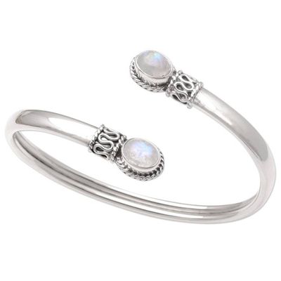 Alternate image for Rainbow Moonstone and Sterling Silver Cuff Bracelet Moon Style