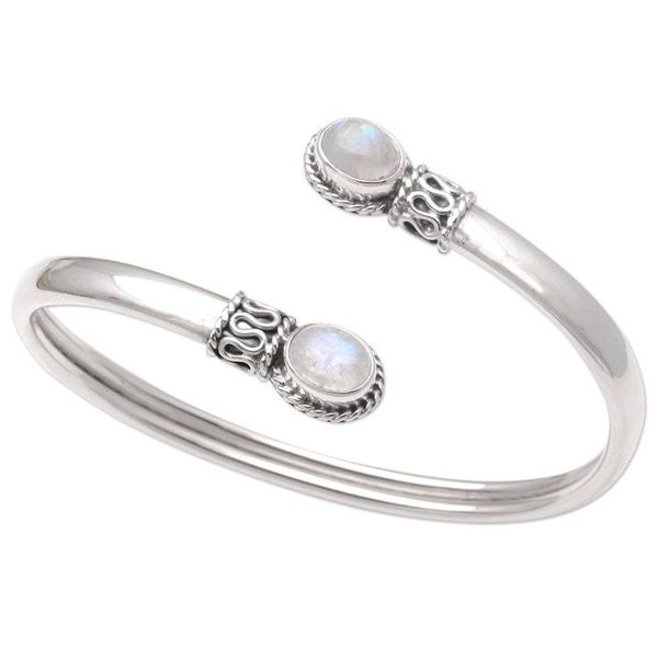 Alternate image for Rainbow Moonstone and Sterling Silver Cuff Bracelet Moon Style