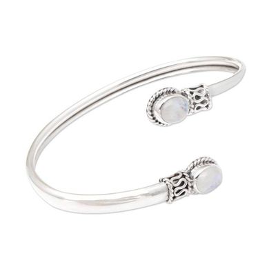 Alternate image for Rainbow Moonstone and Sterling Silver Cuff Bracelet Moon Style