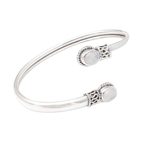 Alternate image for Rainbow Moonstone and Sterling Silver Cuff Bracelet Moon Style