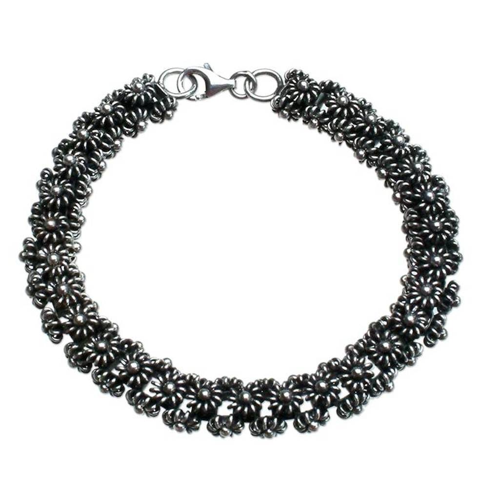 Handmade Sterling Silver Bracelet from Indonesia 'Daisy Chain'