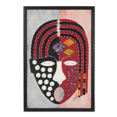 Alternate image for Batik on Cotton Portrait Wall Art from Ghana Yaa Asantewaa
