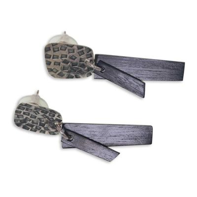 Alternate image for Handcrafted Sterling Silver and Black Horn Earrings Black Dawn