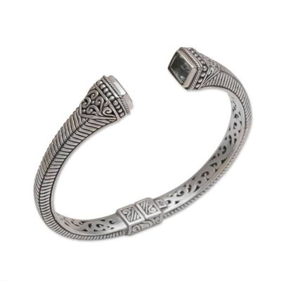 Alternate image for Blue Topaz and Sterling Silver Cuff Bracelet from Bali Celuk Royalty