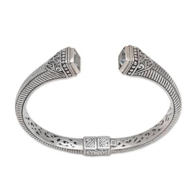 Alternate image for Blue Topaz and Sterling Silver Cuff Bracelet from Bali Celuk Royalty