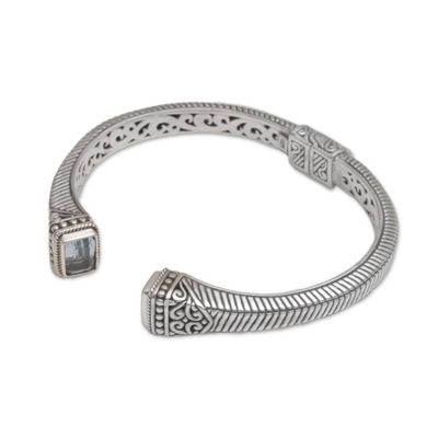 Alternate image for Blue Topaz and Sterling Silver Cuff Bracelet from Bali Celuk Royalty