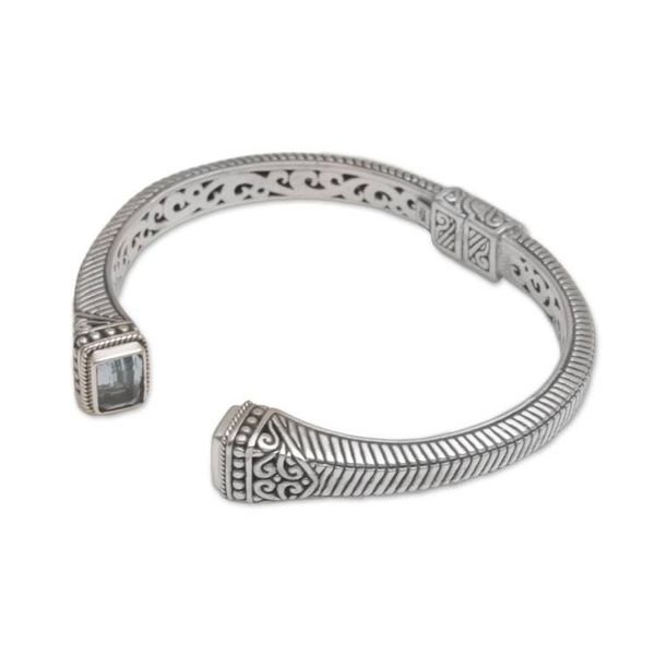 Alternate image for Blue Topaz and Sterling Silver Cuff Bracelet from Bali Celuk Royalty