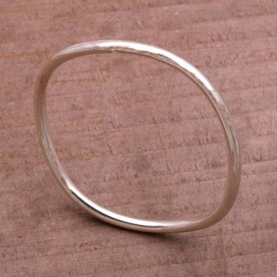 Alternate image for Polished Round Sterling Silver Bangle Bracelet Simplicity in the Round
