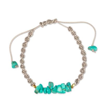 Alternate image for 18k Gold-Accented Reconstituted Turquoise Macrame Bracelet Blue Candy