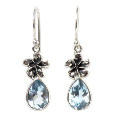 Primary image for Blue Topaz Floral Earrings Plumeria Dew