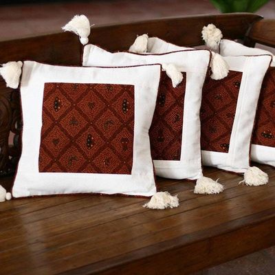 Alternate image for Cotton Patterned Cushion Covers Set of 4 Butterfly
