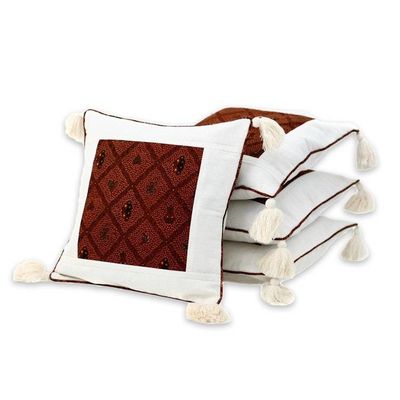 Alternate image for Cotton Patterned Cushion Covers Set of 4 Butterfly