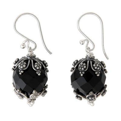 Alternate image for Onyx dangle earrings Bali Moon