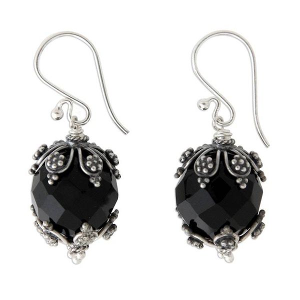 Alternate image for Onyx dangle earrings Bali Moon