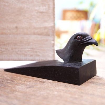 Alternate image for Handcrafted Suar Wood Eagle Doorstop in Black from Bali Helpful Eagle in Black