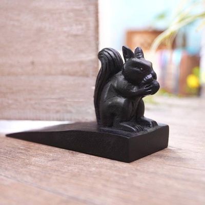 Alternate image for Handcrafted Wood Squirrel Doorstop in Black from Bali Helpful Squirrel in Black