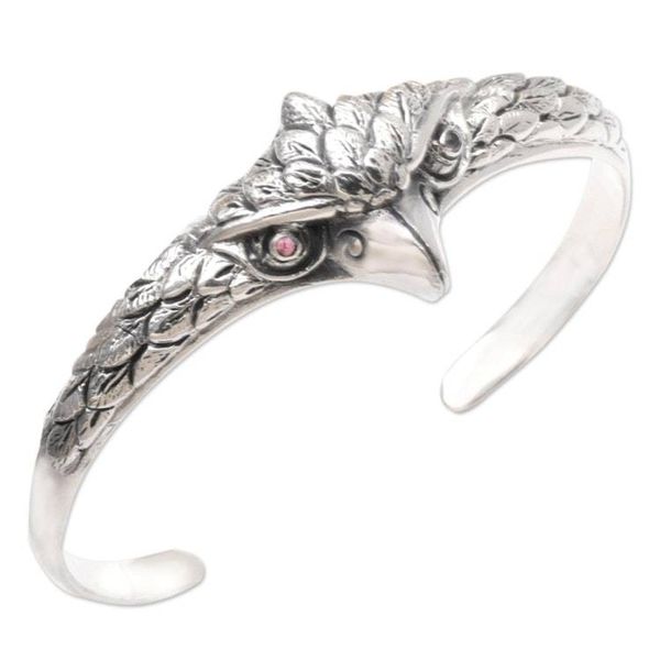 Alternate image for Amethyst and Sterling Silver Owl Cuff Bracelet All Knowing