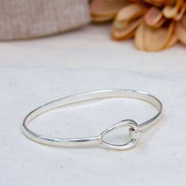 Alternate image for Artisan Made Sterling Silver Bangle Bracelet from Mexico Gleaming Tear