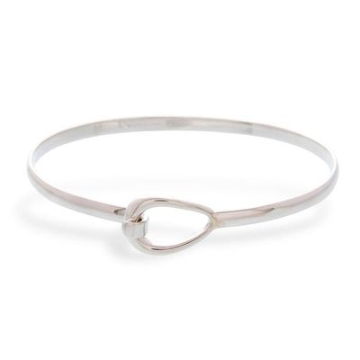 Alternate image for Artisan Made Sterling Silver Bangle Bracelet from Mexico Gleaming Tear