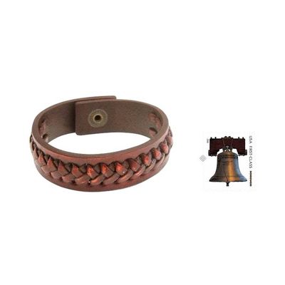 Alternate image for Artisan Crafted Indonesian Leather Bracelet Brown Kingdom Warrior