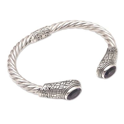 Alternate image for Handcrafted Sterling Silver Amethyst Cuff Bracelet Trust Your Love