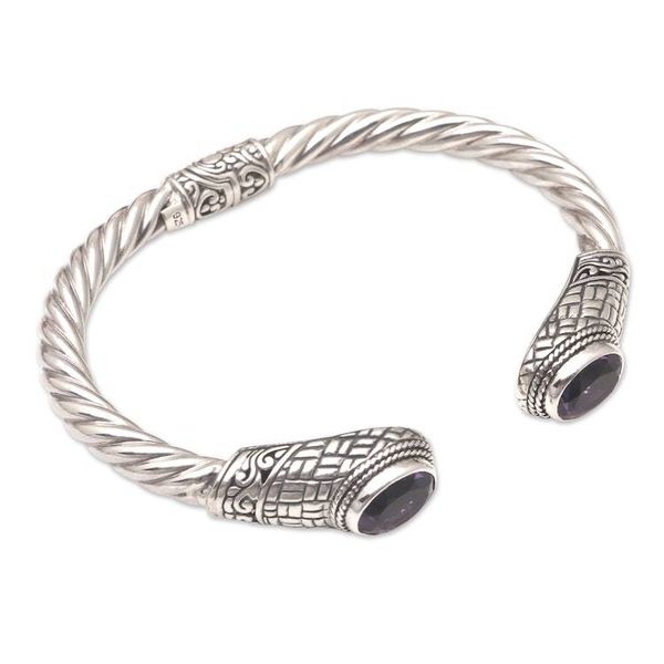 Alternate image for Handcrafted Sterling Silver Amethyst Cuff Bracelet Trust Your Love
