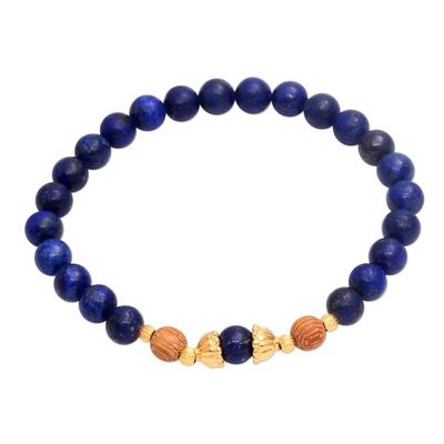 Primary image for Gold Accented Lapis Lazuli Beaded Stretch Bracelet from Bali Batuan Tune
