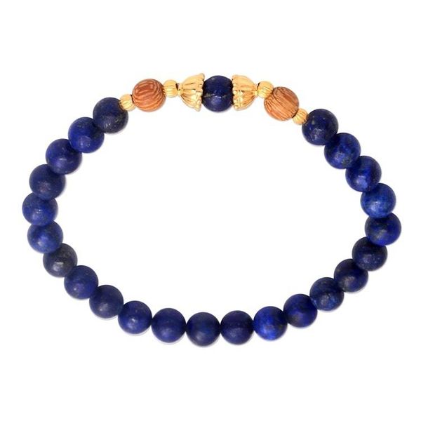 Alternate image for Gold Accented Lapis Lazuli Beaded Stretch Bracelet from Bali Batuan Tune