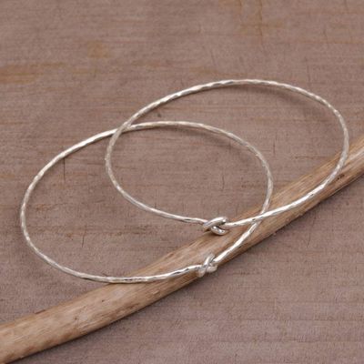 Alternate image for Pair of 925 Sterling Silver Bangle Bracelets from Bali Why Knot