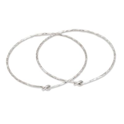 Alternate image for Pair of 925 Sterling Silver Bangle Bracelets from Bali Why Knot