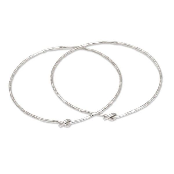 Alternate image for Pair of 925 Sterling Silver Bangle Bracelets from Bali Why Knot