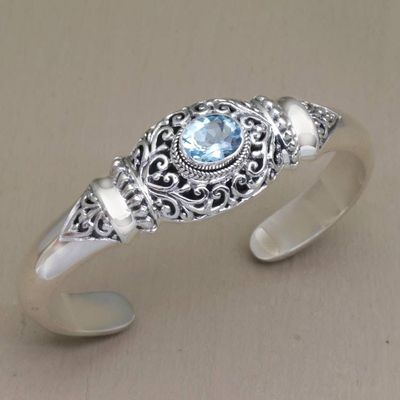 Primary image for Four Carat Blue Topaz and Silver Cuff Bracelet Vine Temple