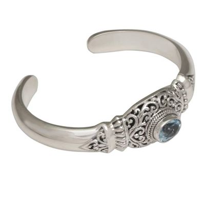 Alternate image for Four Carat Blue Topaz and Silver Cuff Bracelet Vine Temple
