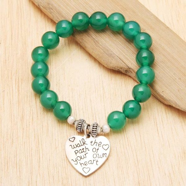 Alternate image for Green Agate and Heart Charm Beaded Bracelet from Bali Path of Love